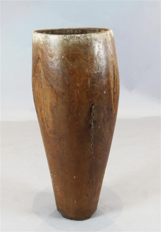 A Sepik River? tree trunk drum, height 90cm